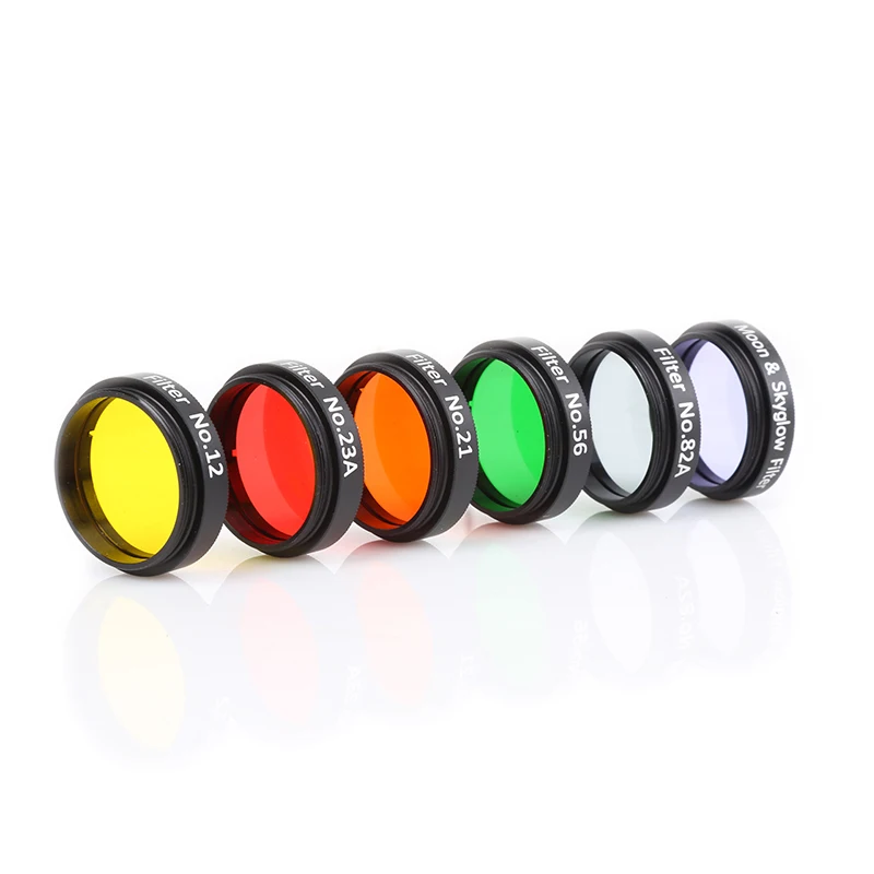 Angeleyes Standard 1.25inch Eyepiece Filter 6pcs Kit Colorful Optical Glass Telescope Eyepiece Accessories