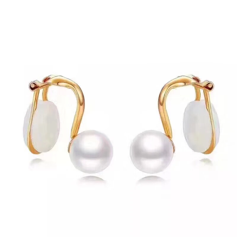 Sinya 18k AU750 Gold Clip Pearl Earrings Women Girls Mother Fashion Design High Quality Sale Hot