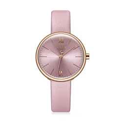 New Lady Women's Watch Japan Quartz Classic Fashion Simple Hours Bracelet Real Leather Clock Girl's Birthday Gift Julius Box