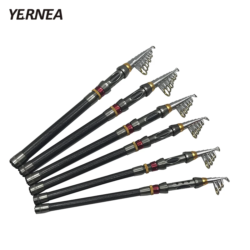 Yernea Carbon Portable Fiber Telescopic Fishing Rod Spinning Pole Hand Fishing Tackle Sea Ocean Rod 1.8M 2.1M 2.4M 2.7M 3.0M 3.6