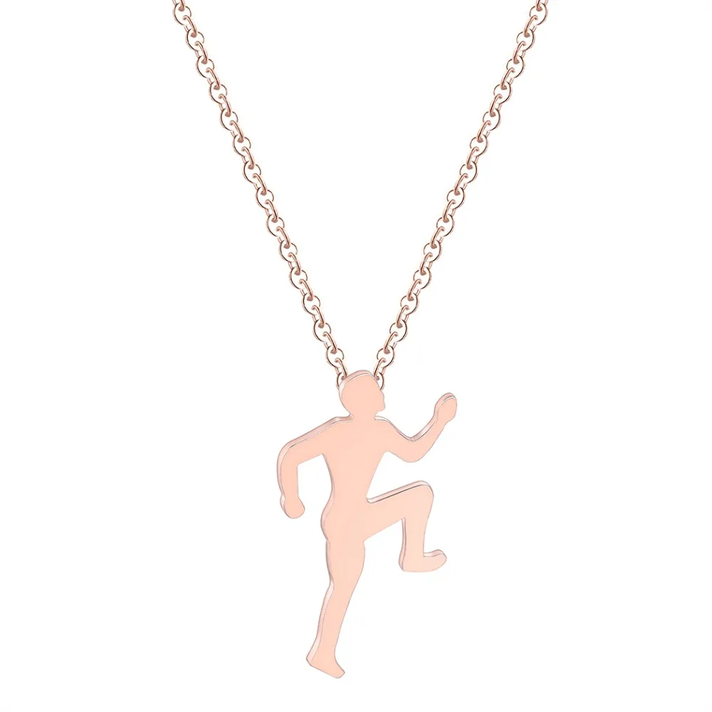 Todorova Gymnastic Runner Pendant Necklace Figure Running Men Silhouette Necklace Women Stainless Steel Sports Lover Gift