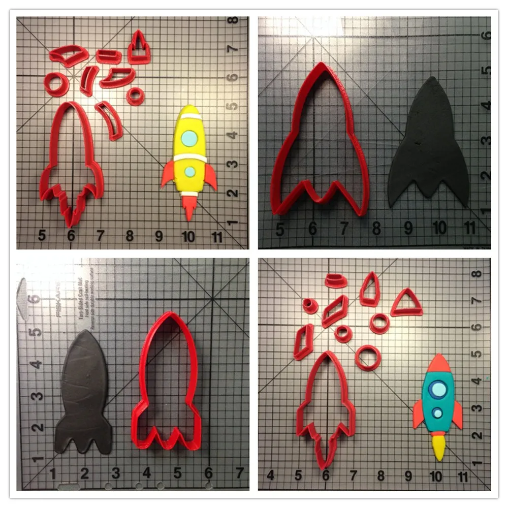 Rocket Series Fondant Cupcake Top Custom Made 3D Printed Cookie Cutter Set Kitchen Accessories Cake Decoration Toos