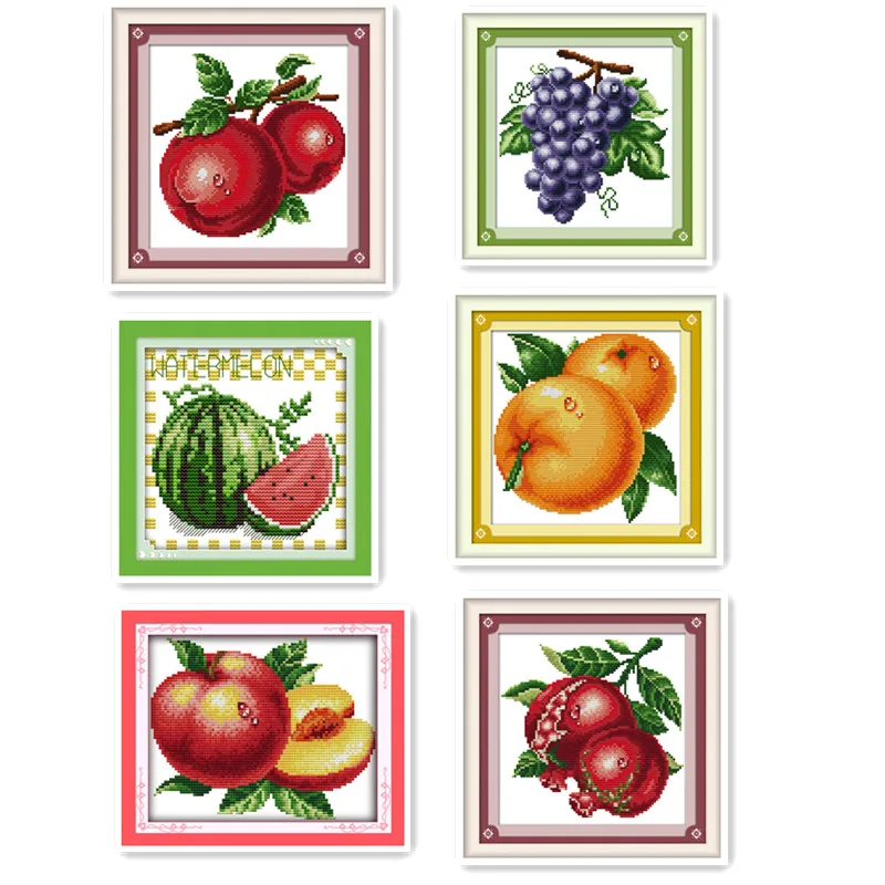 

Mini small size variety of fruit DIY cross stitch orange grape peaches apple watermelon and other handmade embroidery needlewor