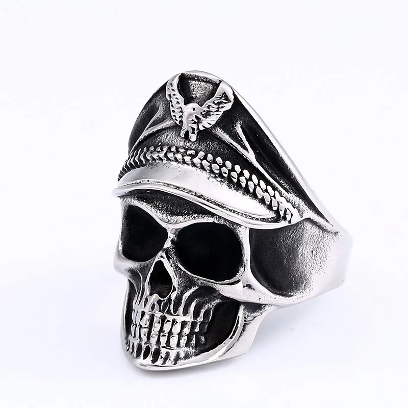 Beier 316L Stainless Steel Glory Skull Men\'s Ring Punk Eagle Party High Quality Jewelry LLBR8-673R