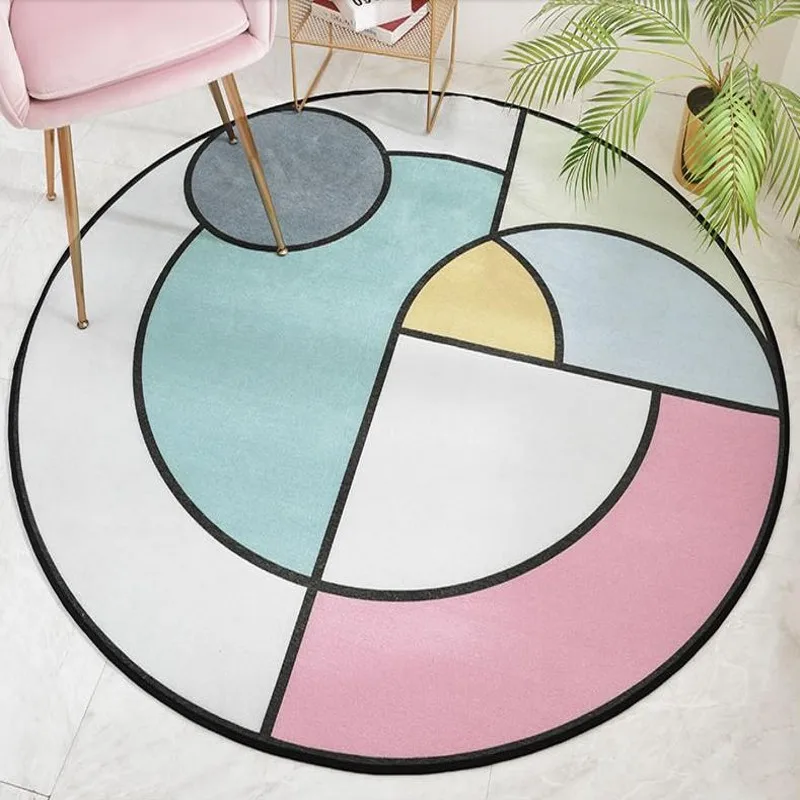 Modern Round Carpet for Living Room, Coffee Table, Bedroom Hanging Basket Mat, Bedside Blanket