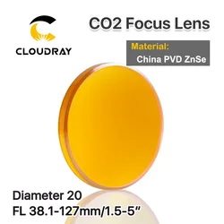 Clouddray znseフォーカレンズ直径。Co2レーザー彫刻切断機,20mm,fl,38.1-127mm,2.5