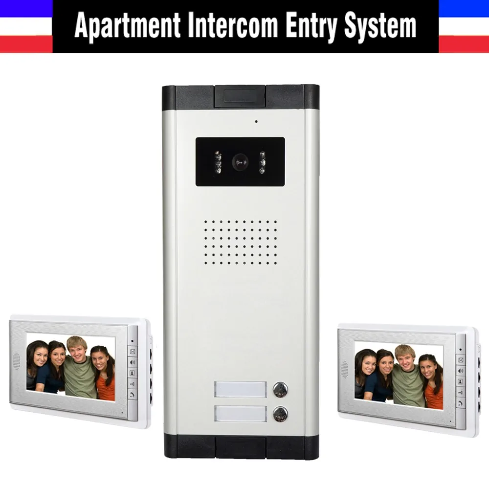 

New apartment intercom system Video interphone system Video doorbell 2 Units apartment video door phone intercom kit 2-monitor