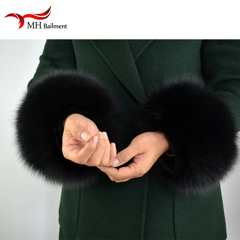 Fox fur Cuffs 2019 Genuine Fox Fur Cuff Arm Warmer Lady Bracelet Real Fur Wristband Glove S9