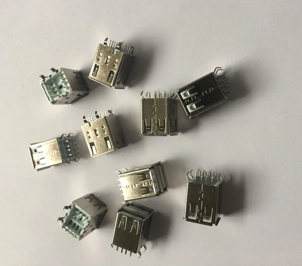 100 Pcs 4pin USB Female Two Layers AF 180dee Connector