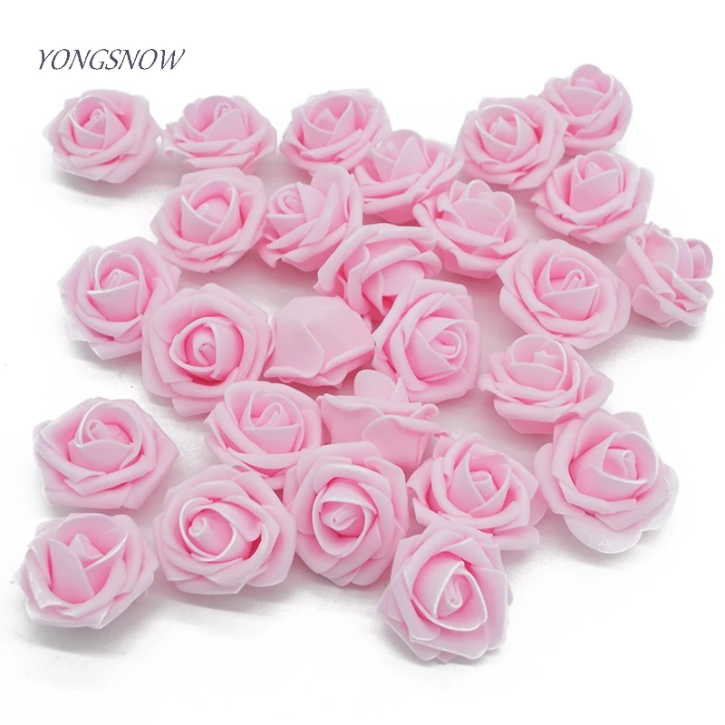20 pçs/lote 4cm friso pe espuma rosa cabeça de flor artificial para confete diy guirlanda artesanato caixa presente hairband decoração casamento fornecimento