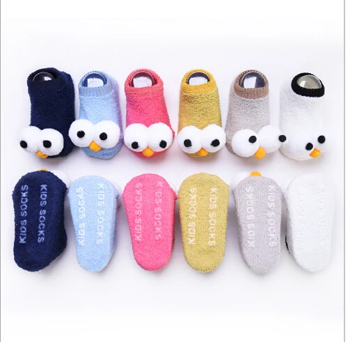 Hot sale kids socks cartoon baby floor socks non-slip eyes children boat socks 0-3 year old socks