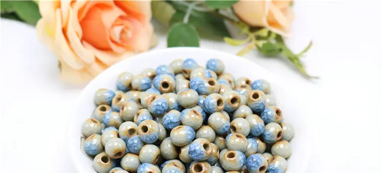 6~8 mm 100PCS  blue ceramic diy beads national wind restoring ancient ways jewelry accessories 5345