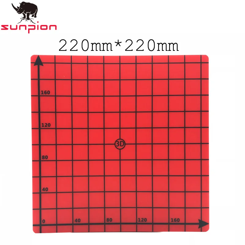 New versio3d Printer Heated Bed Sticker Coordinate Printed 220x220mm Hot Bed Surface Sticker Red for 3D Printer Parte 1 PCS