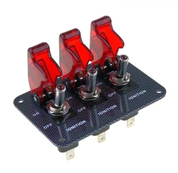 High quality Red   DC12V-20A LED  indicator switch combination   switch Carbon Fiber Surface Pane