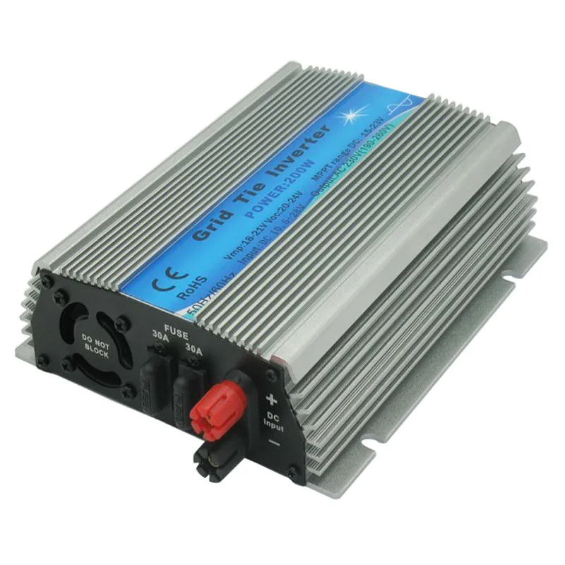 200W MPPT grid tie inverter,10.5-28V DC to AC 110/220V pure sine wave output solar wind power inverter, 2-year quality warranty