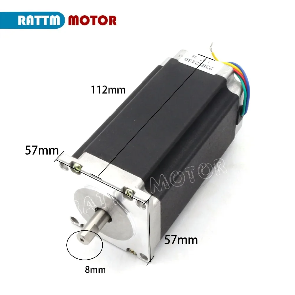 CNC 1.8 Deg Nema 23 stepper motor 112mm single 8mm shaft 2.8N.m 425 Oz-in / 280Ncm 3A 4 wires 23HS2430