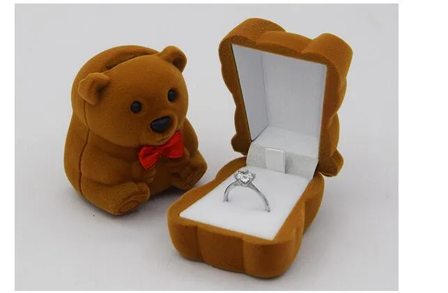 

20pcs/lot New Arrival Cute Bear Jewelry Ring Storage Boxes Wedding Jewelry Ring Necklace Display Gift Case