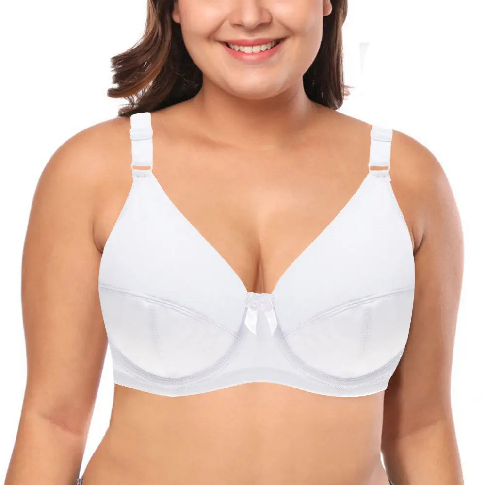 

Hot Sales Bra Women Big Non-Padded Underwire Unlined White Bras Everyday Sexy Lingerie Solid Simple 36 38 40 42 44 46 48 C E