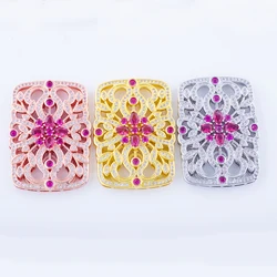 Hot Jewelry Bijoux Zircon Flower Charms For Jewelry Making Wholesale Copper Micro Pave Big Hollow Charms Connectors Diy Berloque