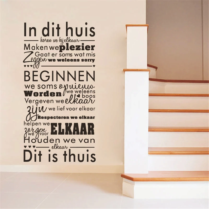 Dutch Art Wall Stickers In This House Quotes Vinyl Mural Wall Decals Nederlands Living Room Home Decoration