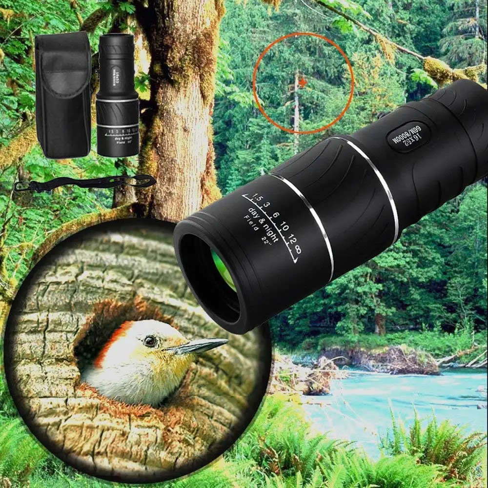 16x52 Telescope Day & Night Vision HD OPTICS BAK4 Night Vision full optical Monocular Telescope Outdoor Sports Telescope