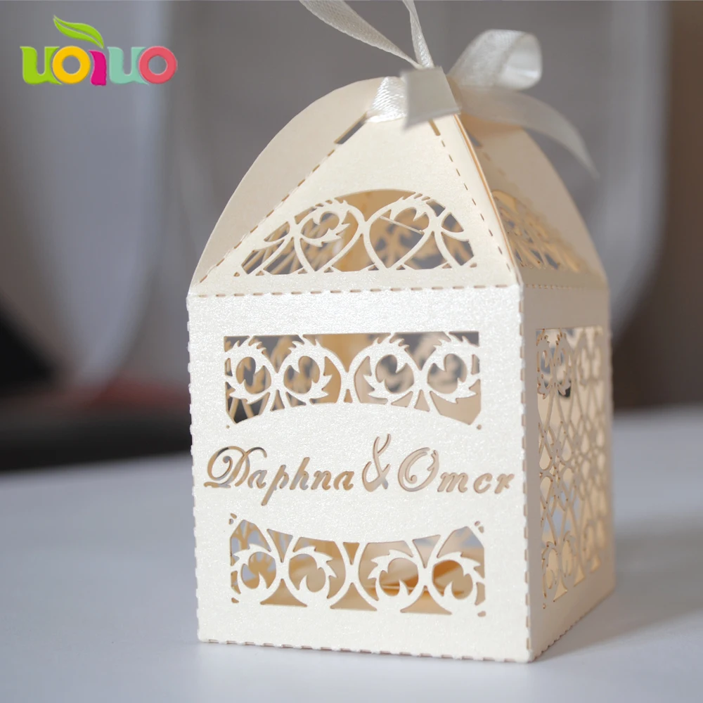 Popular Design Personalized White Laser Cut Wedding Box