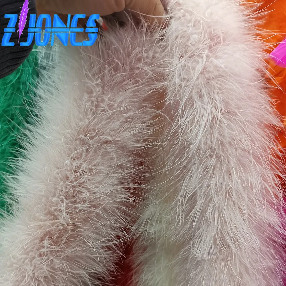 New Arrival Thicker 2 Meters 40g Fancy Soft Dyed Multicolored Turkey Feather Boa Marabou Feathers Scarf Clothing Wedding  Deco