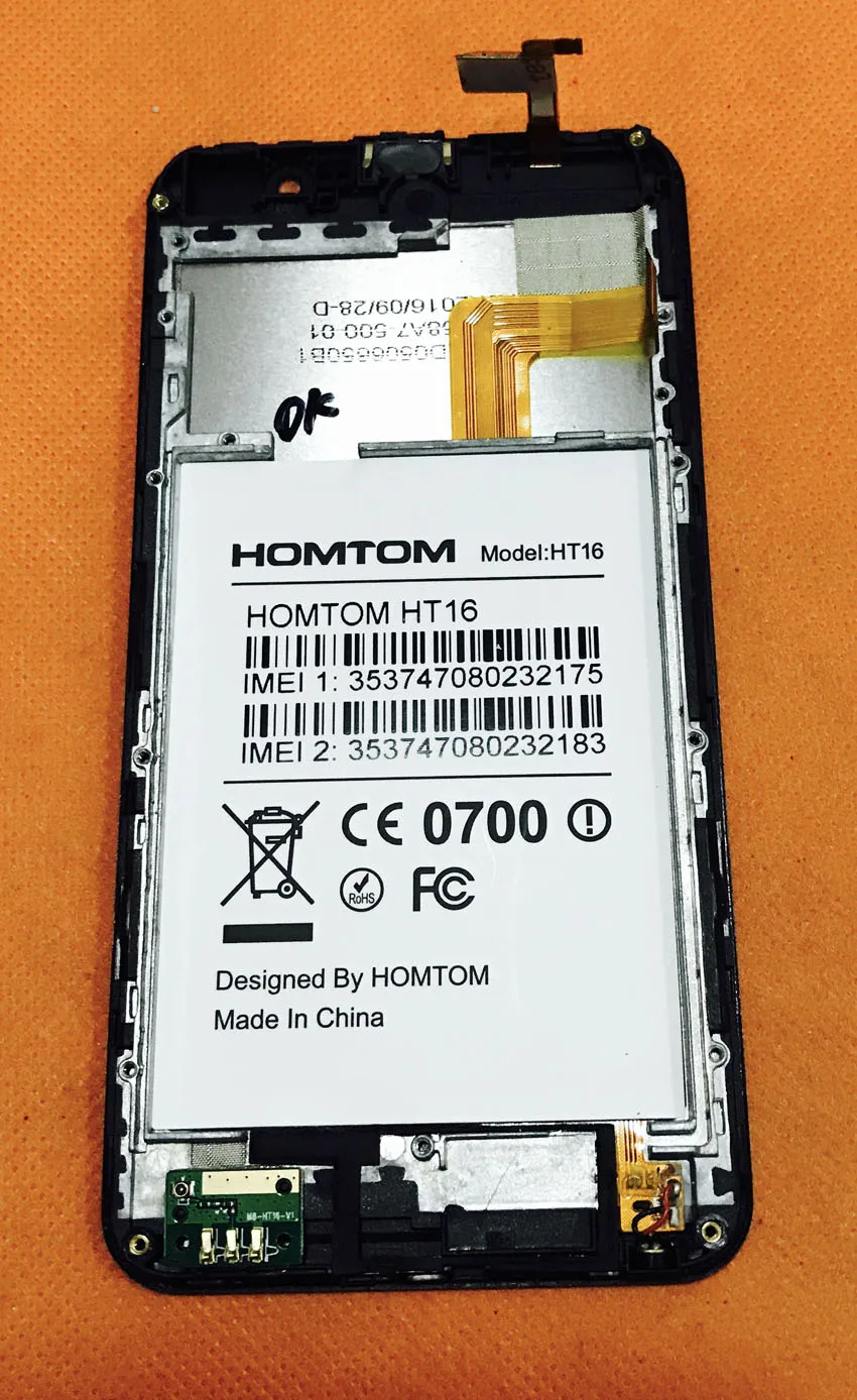 Original Touch screen + Digitizer LCD display + Frame for HOMTOM HT16 MT6580 Quad Core 5.0 Inch Free shipping