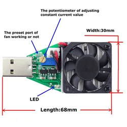 DC 3.7~13V Electronic Load Resistor USB 15w Adjustable Current Interface Discharge Battery Test Capacity With Fan