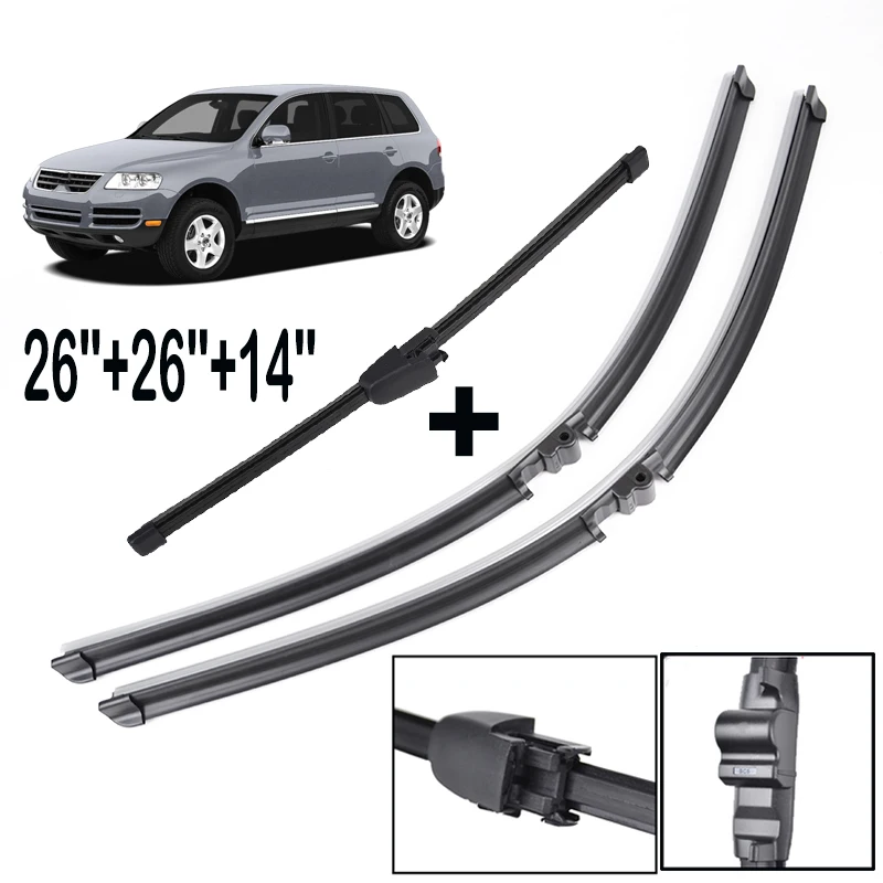 Misima Windshield Windscreen Wiper Blades Set Fit For 2003-2006 VW Touareg Front Rear Window Wiper Blade 2004 2005