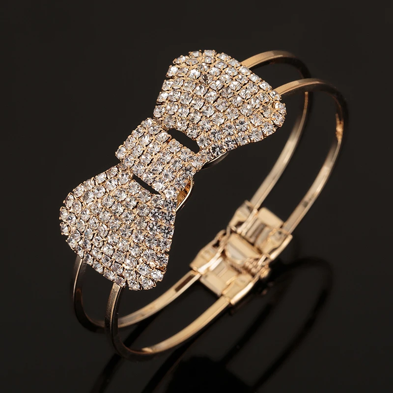 YFJEWE Fashion Jewelry for Women small Accessories female Party Accessories bracelets metal bow Rhinestone bracelet B051