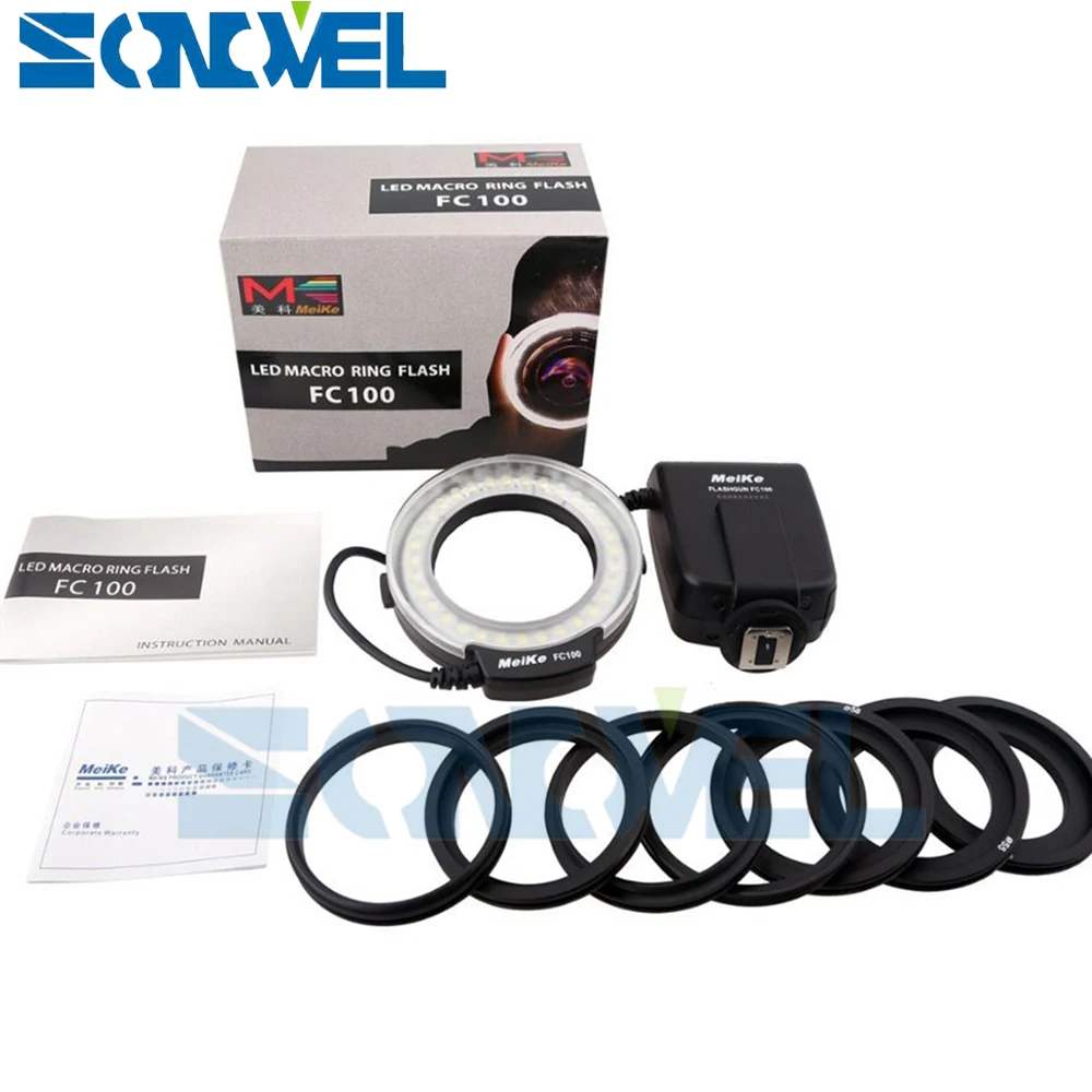 EOS 77D 60D 7D 6D 5Ds R 5D Mark IV 800D 760D 750D 700D 650D 600D 80D 70D کے لیے Meike Macro Ring Flash LED Light FC-100