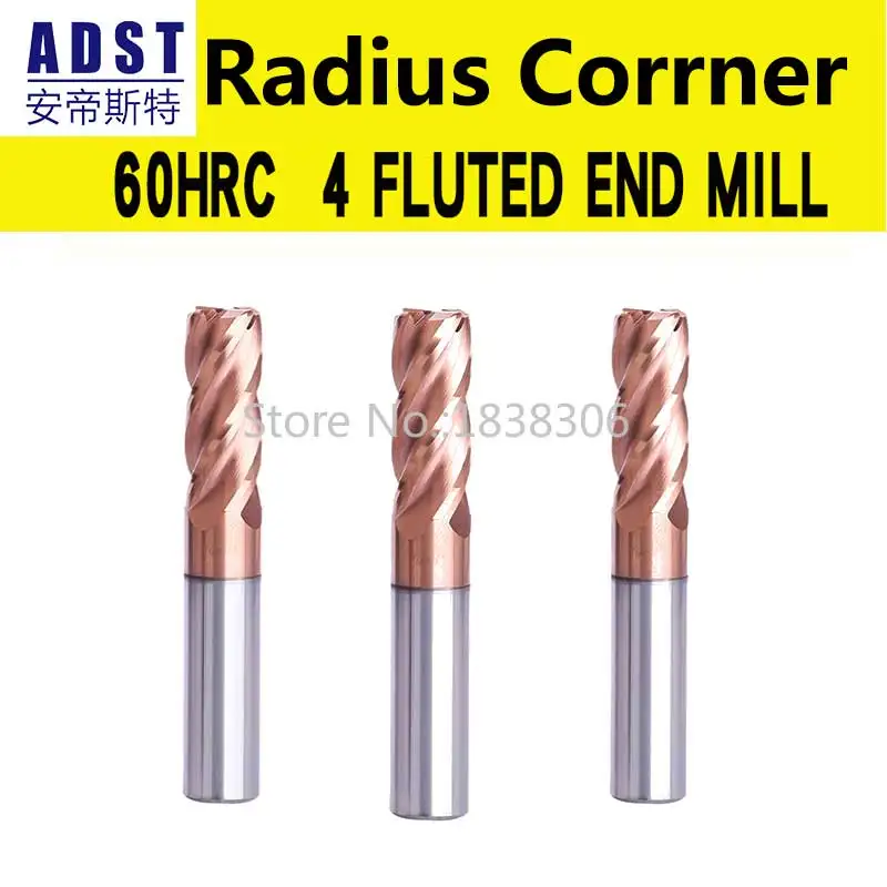 ENDMILL End mill cutting Tool Milling cutter Carbide Tungsten radius 60HRC 4 flute nose Cobalt Alloy Corner cnc machine 1 pcs