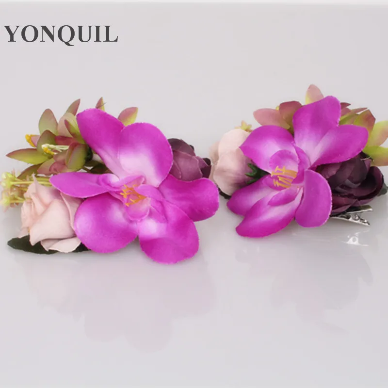 

6PCS/LOT Women 12CM Fashion Silk Flowers Hair Clips Fascinator Hair Accessories Bohemian Style Flower Crown Hairband Ladies