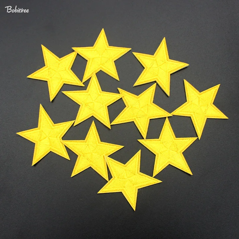 Yellow Stars Size 5.0cm*5.0cm Clothes Patches Ironing Embroidered patches Motif applique deal with it clothing