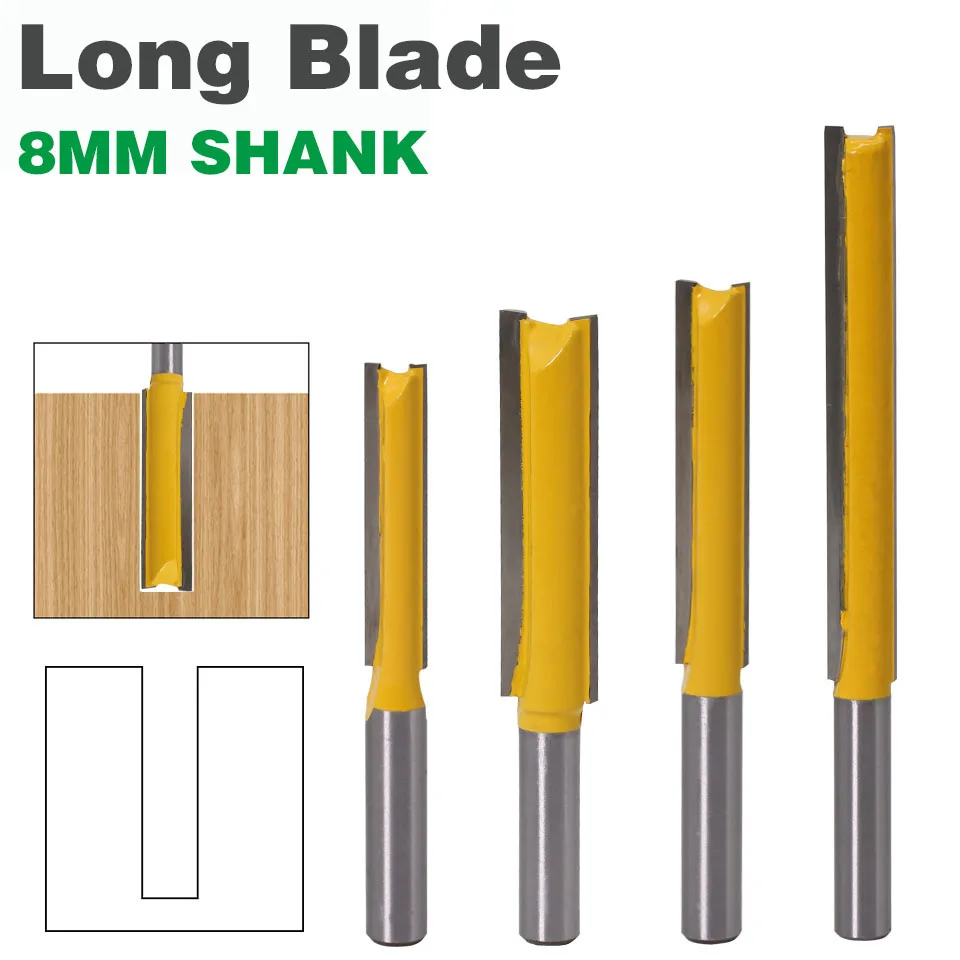 Lâmina Extra Longa para Cortar Diâmetro Haste de mm em 1pc Straight Router Bit para Carpintaria Cortador Tenon Carpintaria