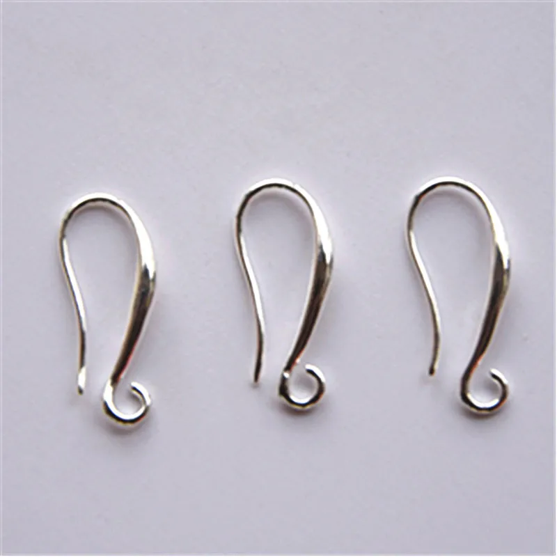 Free 50pcs Fast Shipping Making Beads Jewelry Accessories Findings 925 Sterling Silver Hook Earring Pinch Smooth Ear Wires Women