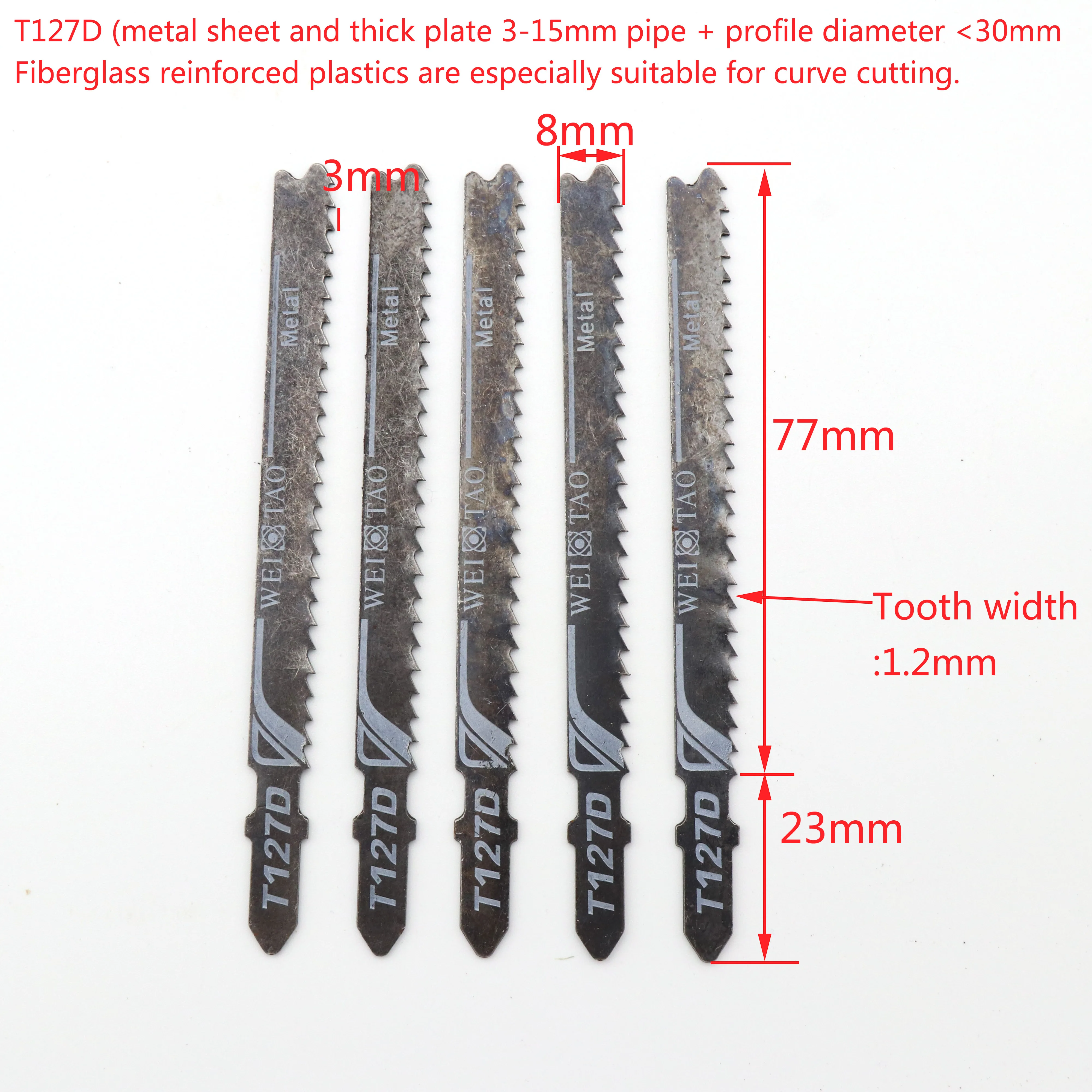 5pcs T-Shank Alloy Steel Hard Wood Metal Curve Cut Reciprocating Saw Blade Woodworking Hacksaw Jig Saw Blade Set Cutting Tool