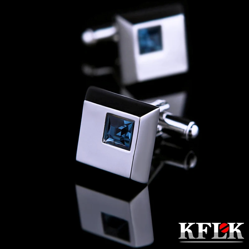 KFLK Jewelry shirt fashion cufflinks for men's Brand cuff buttons blue Crystal cuff links High Quality abotoaduras guests