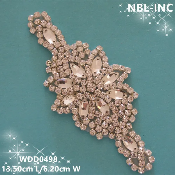 

(30PCS)Wholesale hand beaded sewing bridal silver crystal rhinestone applique iron on for wedding dresses DIY sash WDD0498