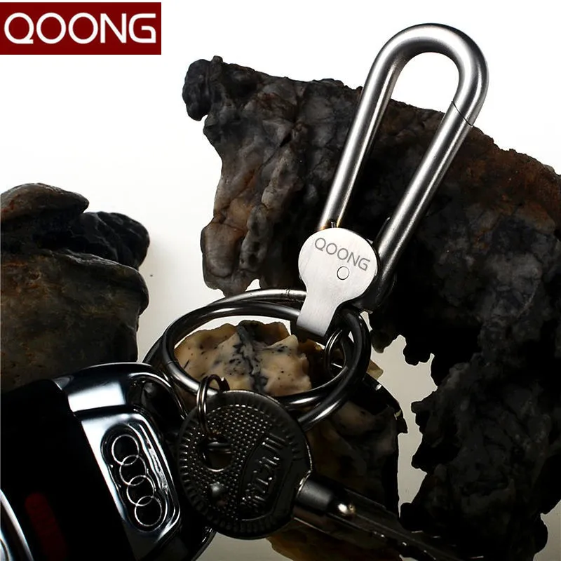 QOONG 2023 Business Handmade Keychain High-grade 304 Stainless Steel Men Key Chain Metal Male Key Ring Auto Car Key Holder Y27