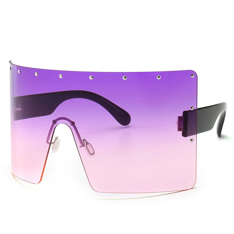 Trend Oversized Sunglasses Women Men Rivet Sun Glasses One-piece Windproof Goggles Mirror Sun Glass UV400 OversizedSunglasses