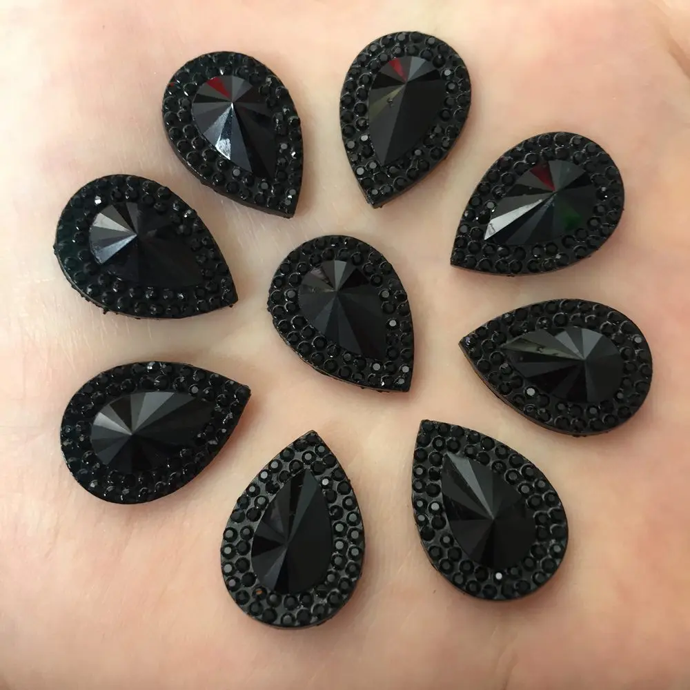 Resin 40PCS 13*18mm Black Drop Flatback Rhinestone Scrapbook Jewelry Making Accessories Supplies F505