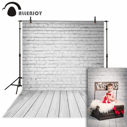 Allenjoy Photographic background easter white brick wall board floor newborn backdrop photography photocall camera photozone