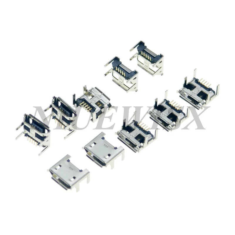 10pcs Micro USB Female Socket 5pin Type B 4 Vertical Legs Soldering Connectors Charging Socket Long feet 1.8mm