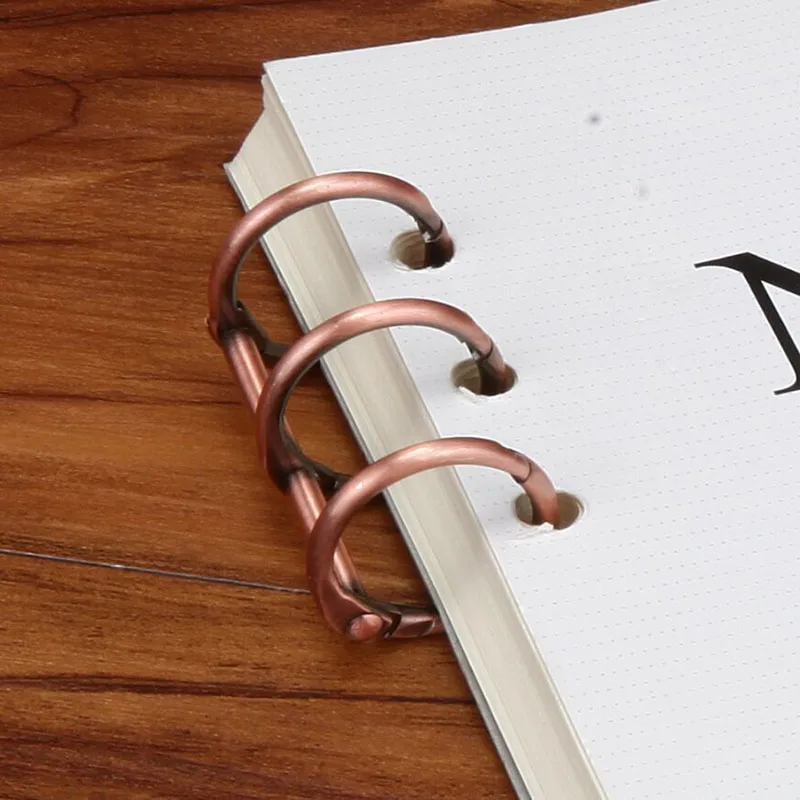 New 2Pcs Metal Bronze Color Loose Leaf Book Binder Hinged Ring Binding Rings Nickel Desk Calendar Circle 3 Rings For Card Key