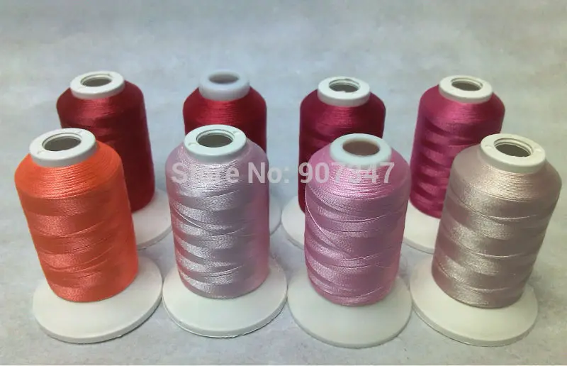 Simthread Pink Series Polyester Machine Embroidery Thread Filament 550 Yards *8 Mini Spools ,120d/2 ,High Strength ,Light Weight