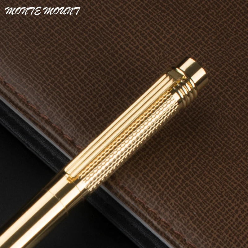 Luxury ball pen Platinum Golden Slender body school Carved pattern Business office Medium nib Ballpoint Pens New