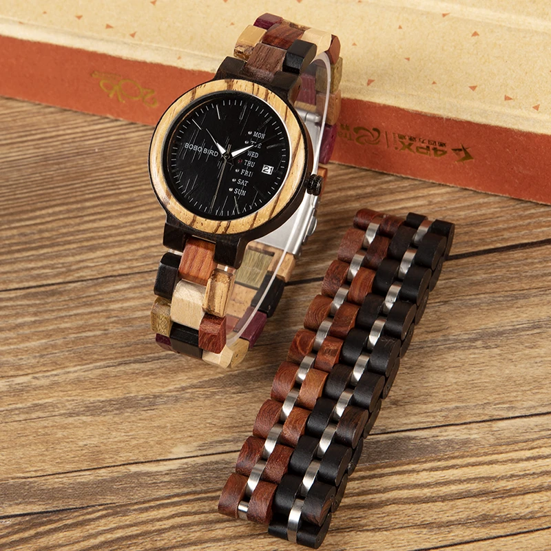 montre femme BOBO BIRD Wooden Women Watches Bracelet Set High Quality Japan Movement Quartz Watch in Wood Box reloj mujer