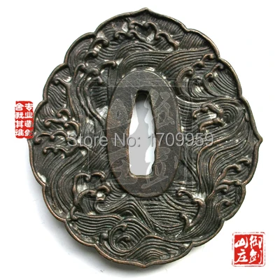 Wonderful Alloy Carved Tsuba Guard for Japanese Samurai Wakizashi Sword Katana Nice